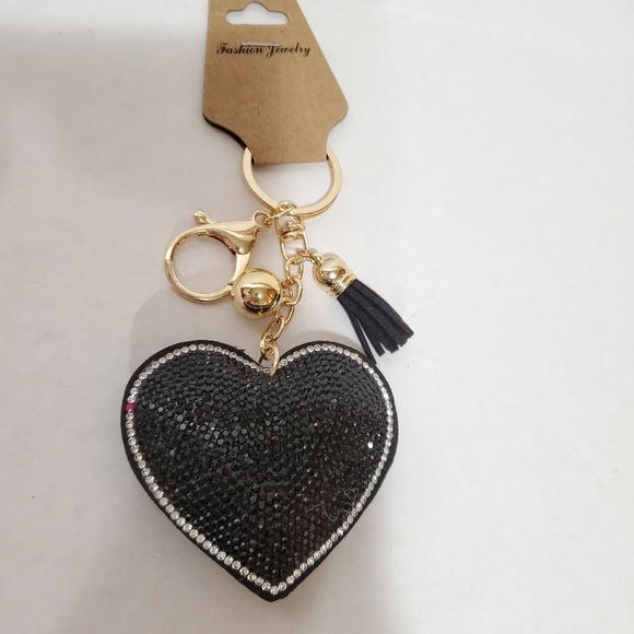 Bag Backpack Charms Heart Rhinestone Sparkle  Charms Keychain - Picture 5 of 10